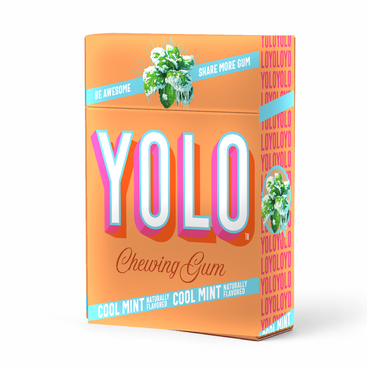 YOLO Gum Cool Mint 12-piece box, natural tree sap chewing gum