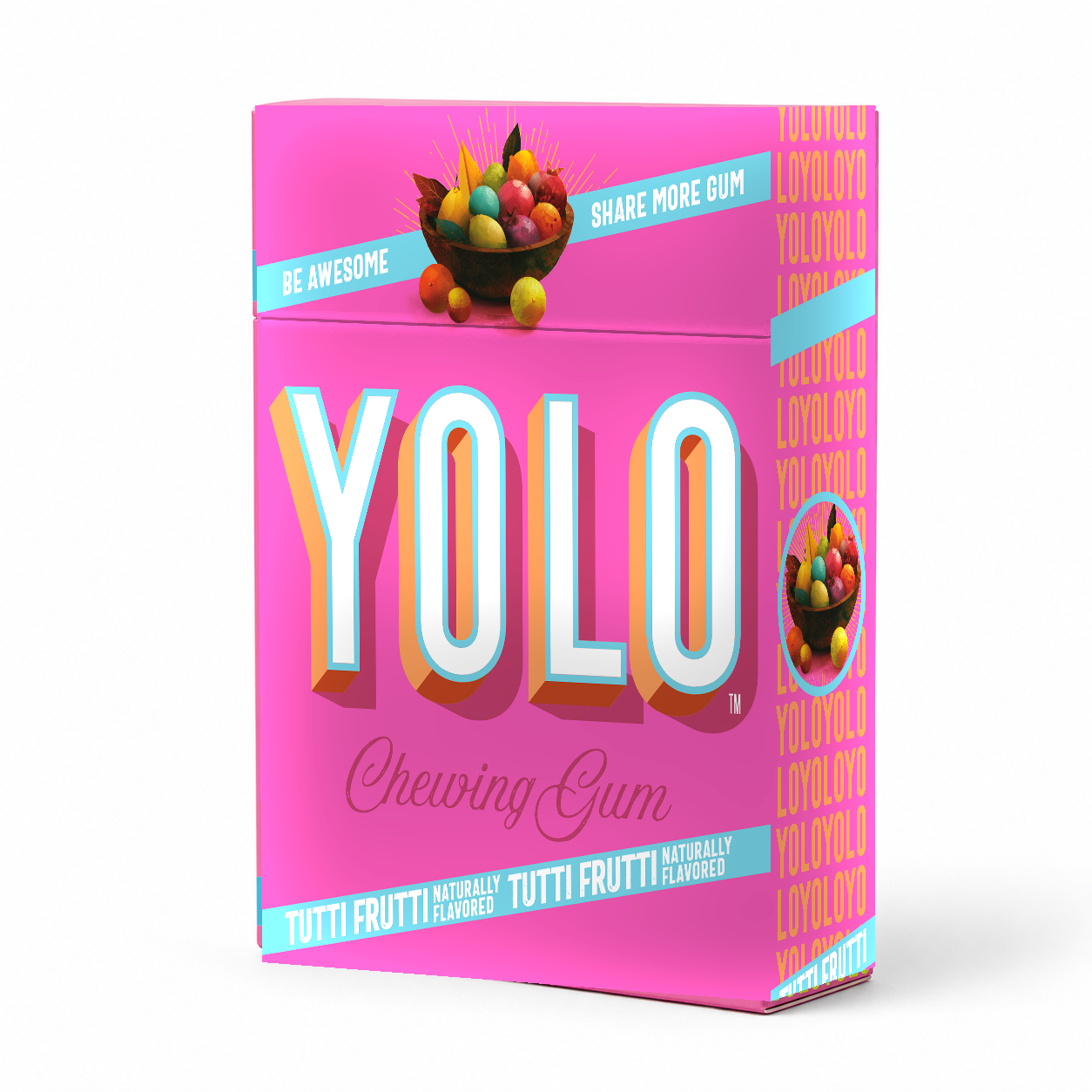 YOLO Gum Tutti Frutti 12-piece box, natural tree sap chewing gum